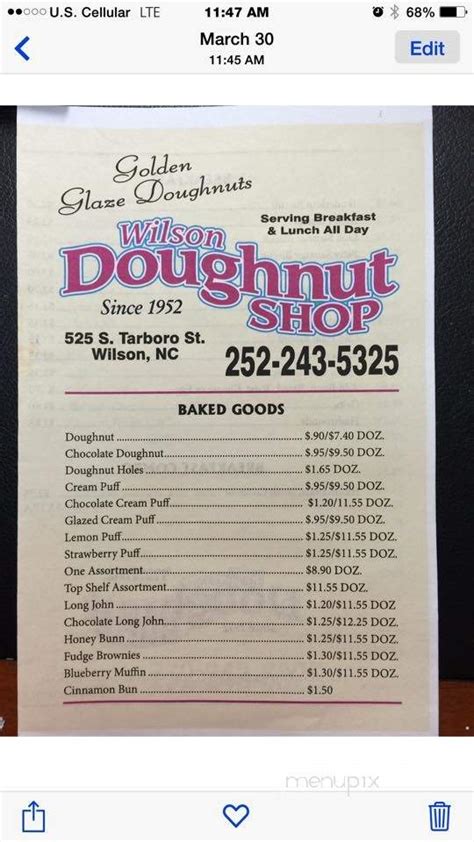 Online Menu of Wilson Doughnut Shop, Wilson, NC