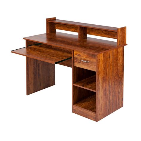 OneSpace 50-LD0101 Essential Computer Desk with Hutch and Keyboard Tray, Cherry Finish - Walmart ...