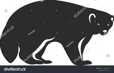 Wild Mammal Wolverine Black White Silhouette Stock Vector (Royalty Free ...