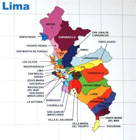 Estructura distrital de Lima Metropolitana | Peru mapa, Mapa lima, Perú