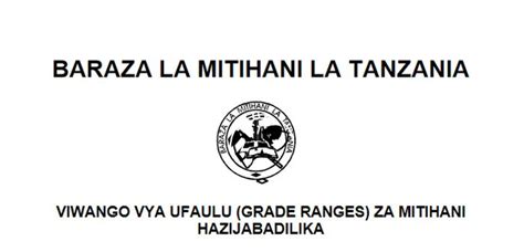 Taarifa Muhimu Kutoka Baraza La Mitihani Kuhusu Viwango Vya Ufaulu (Grade Ranges) - LEKULE