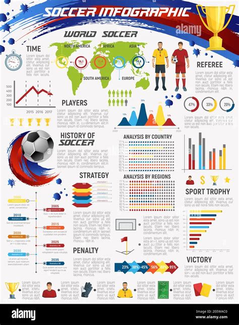 Football or soccer sport game infographic. Soccer club statistics world ...