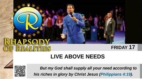 RHAPSODY OF REALITIES DEVOTIONAL, FRIDAY APRIL 17, 2020. LIVE ABOVE ...