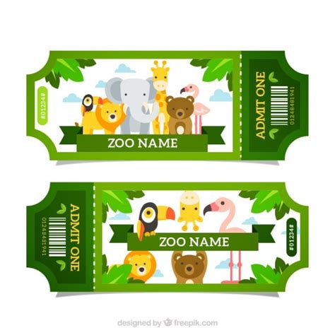 Green zoo tickets with animals Vector | Free Download