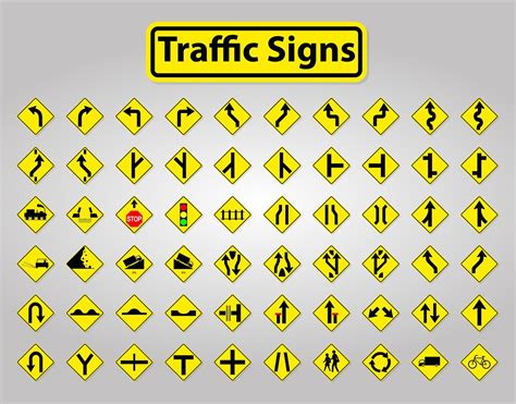 Yellow and Black Traffic Signs Set 1077952 Vector Art at Vecteezy