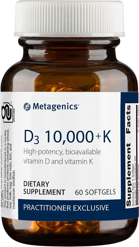 Metagenics Vitamin D3 with Vitamin K2 - Bone Health, Cardiovascular Support, Immune Boost - 60 ...