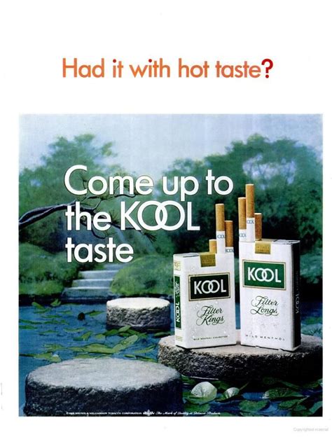 Kool Cigarettes (1969) | Ads, Vintage ads, Tobacco