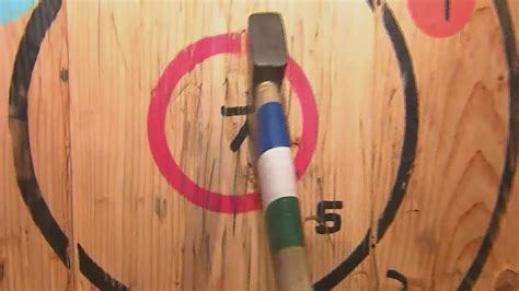 An axe throwing bullseye - YouTube