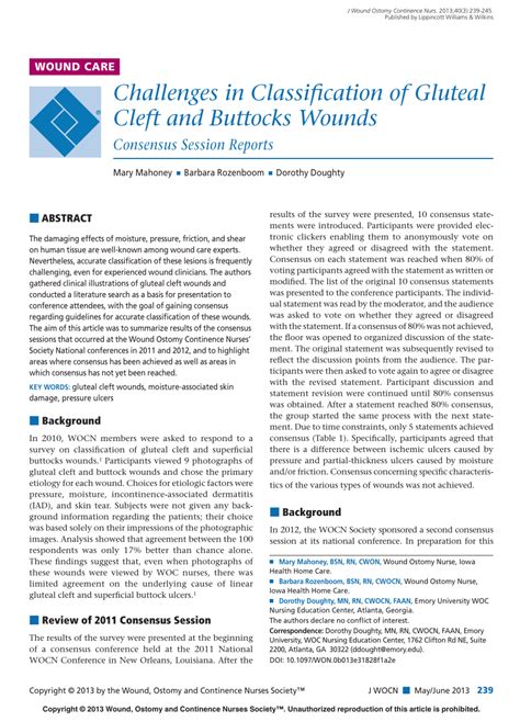 (PDF) Challenges in Classification of Gluteal Cleft and Buttocks Wounds Consensus Session Reports