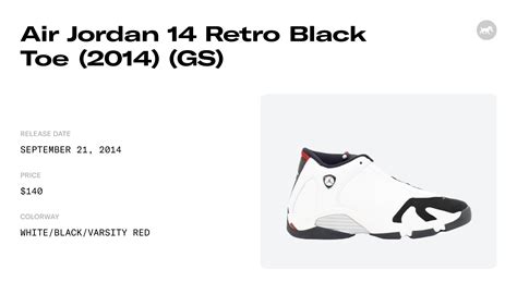 Air Jordan 14 Retro Black Toe (2014) (GS) - 654963-102 Raffles and ...