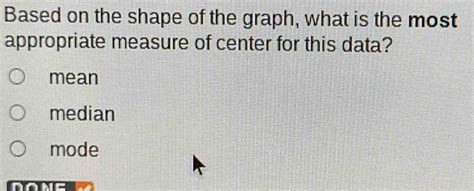 Based on the shape of the graph, what is the most appropriate measure of center for this d [algebra]