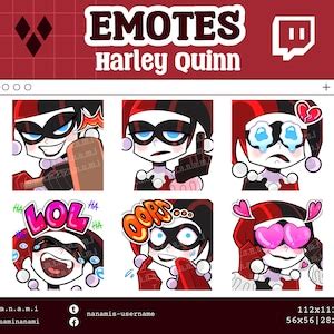 HARLEY QUINN EMOTES Cute & Kawaii Classic Harley Quinn Emote Set for ...