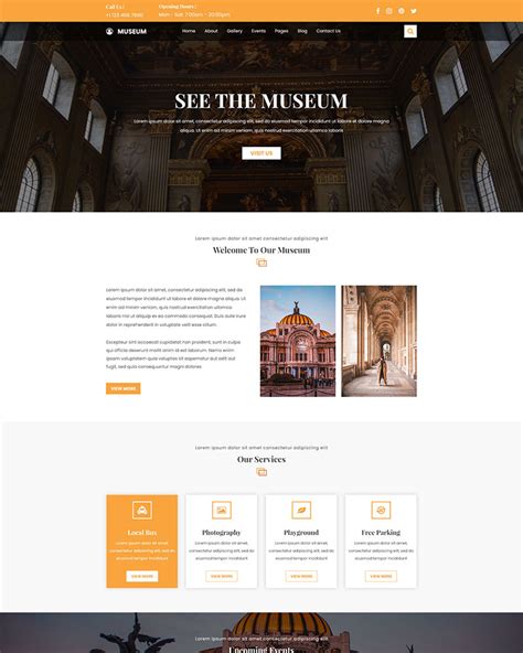 Museum and Exhibition website PSD Template - TemplateMonster