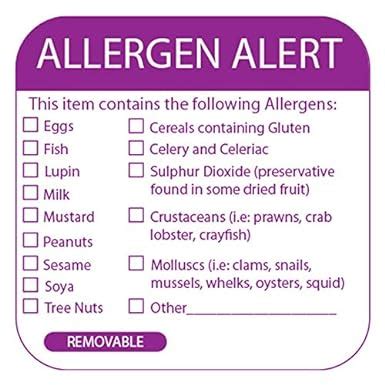 Food Allergen Warning Labels - Roll of 500 - Food Labels to Denote ...