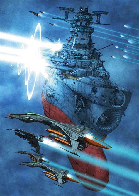 Uchuu Senkan Yamato 2202. Art by Makoto Kobayashi | Space battleship, Yamato battleship, Battleship