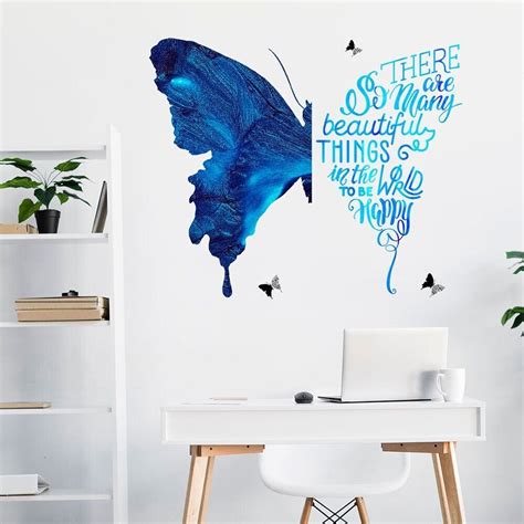 Set blue butterfly living room bedroom wall stickers arts mural diy ...