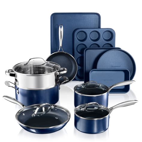 Granite Stone Classic Blue 15 Piece Pots and Pans Set, Nonstick ...