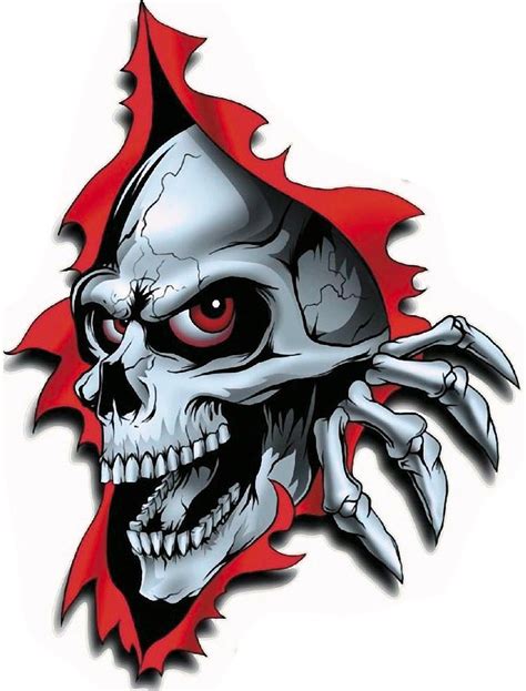 LARGE RIPPED TORN METAL SKULL VINYL CAR BIKE VAN DECAL STICKERS - 210mm ...