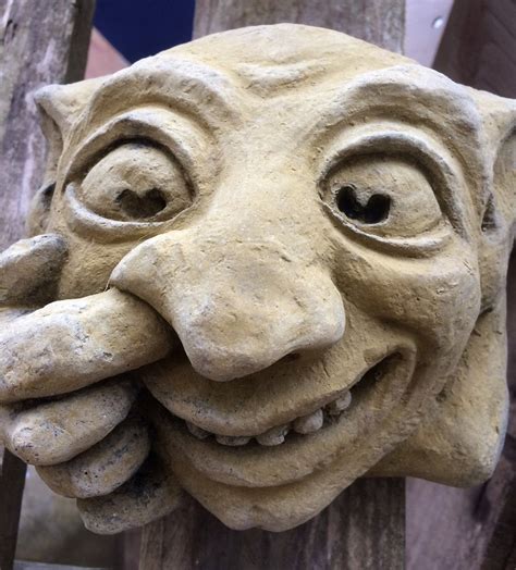 Set of 3 Gargoyle Funny Face Stone Garden Wall Plaques | Etsy UK