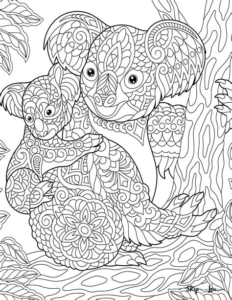 Mother koala with baby koala on her back climbing a eucalyptus tree Family Coloring Pages, Cute ...