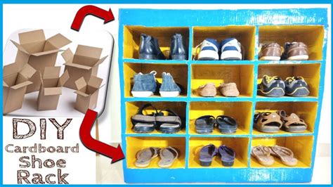 How to Make Cardboard Shoe Rack at Home with Cardboard | Shoe box diy, Shoe rack, Shoe rack ...