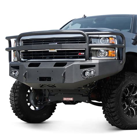 Fab Fours® - Chevy Silverado 3500 HD 2016 Premium Full Width Blacked Front Winch HD Bumper with ...