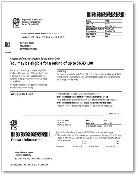 IRS Audit Letter CP09 – Sample 1