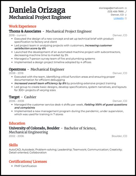 11 Mechanical Engineer Resume Examples Built for 2024