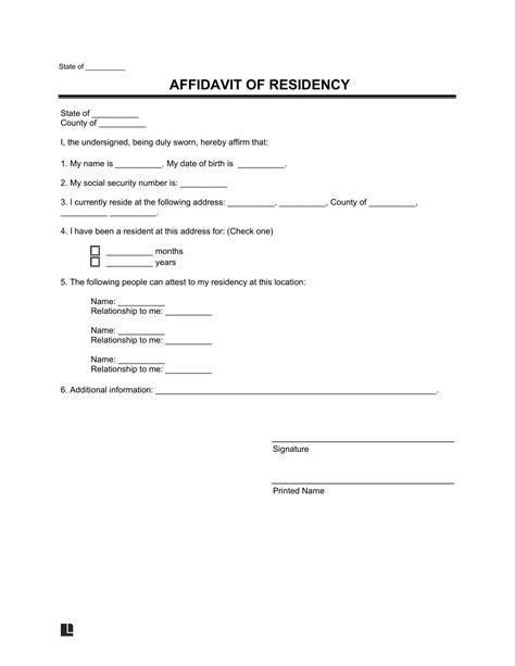 Proof Of Residency Template