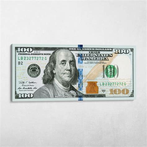 Original Ben Franklin Green $100 Dollar Bill Money Wall Art