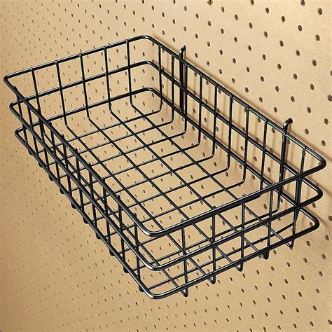 Pegboard Wire Basket - 14" Wide, Black H-7561 - Uline | Wire baskets, Peg board, Tool organization