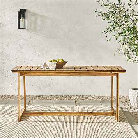 Best Buy: Walker Edison Modern Solid Wood Outdoor Dining Table Natural ...