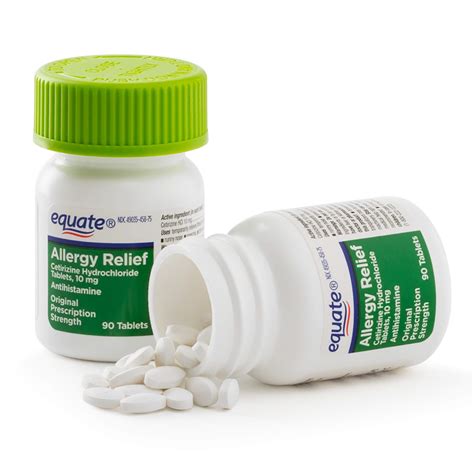 Equate 24 Hour Allergy, Cetirizine Hydrochloride Tablets, 10 Mg, 90 ...