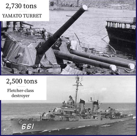 Yamato Turret Weight Compared with Fletcher Class Destroyer [1284 x ...