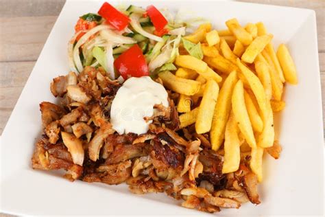 Chicken Doner with Fries and Salad Stock Photo - Image of doner, salad: 109758240