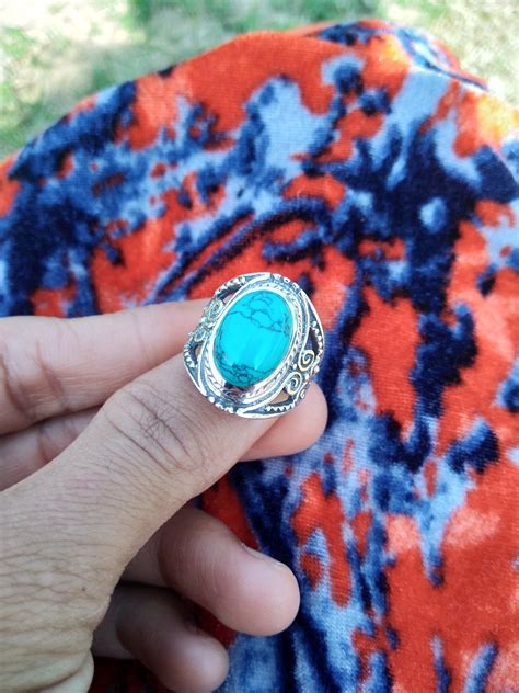 Turquoise Ring Sterling Silver Ring Bohemian Ring Dainty | Etsy