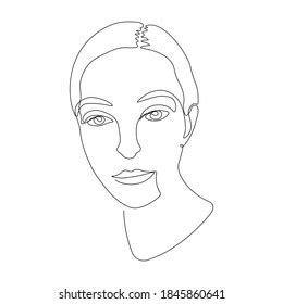 Linear Portrait Womans Facesketchminimalismeditable Pathvector ...