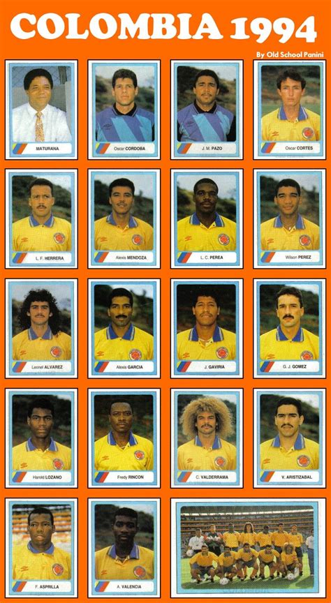Colombia team stickers for the 1994 World Cup Finals. World Cup Final, Vintage Football, Fifa ...