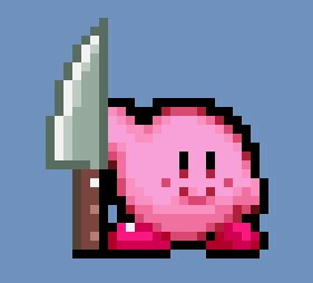 Pixel art of Kirby with a knife : r/Kirby