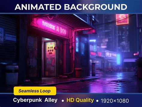 Animated Virtual Background Stream Screen Cyberpunk Alley Looped Vtuber Background Cyberpunk ...