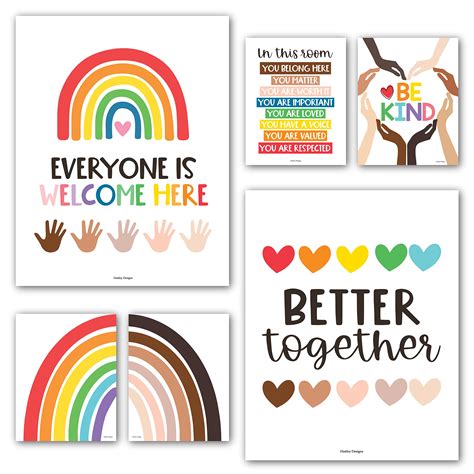 Buy 6 Rainbow Diversity s for Classroom Decor for Teachers Elementary - Inclusive Classroom ...