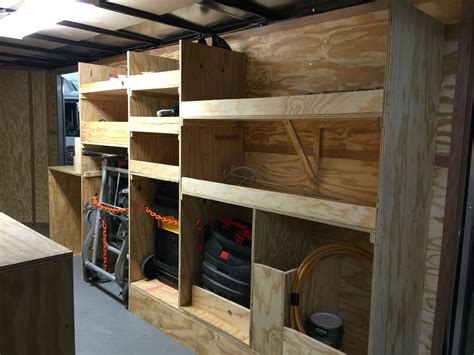 Tool trailer organization Trailer Shelving, Trailer Storage, Truck Storage, Camper Storage, Work ...