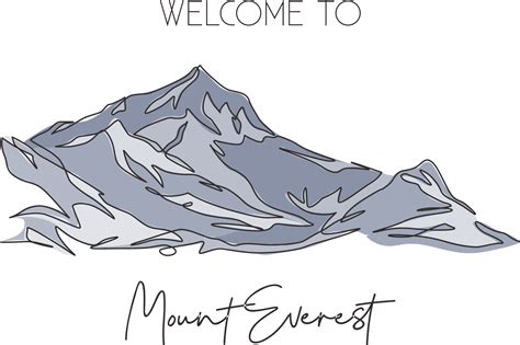 One single line drawing Himalaya Mount Everest landmark. World famous ...