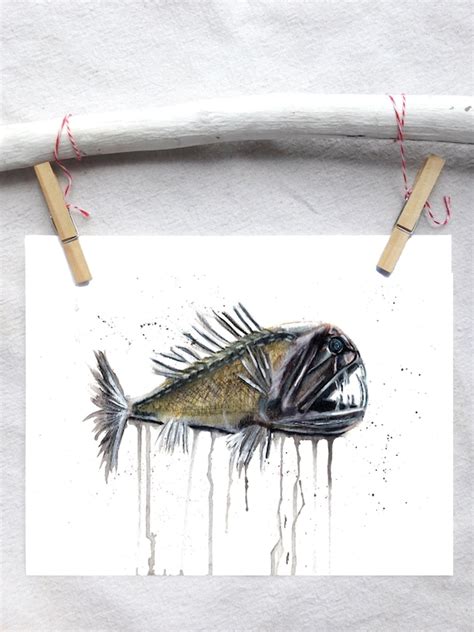 Fangtooth Fish Art Print Deep Sea Fish Art Print Nautical - Etsy UK