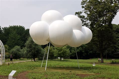 sou fujimoto installs temporary pavilion of fluffy, floating clouds in tokyo