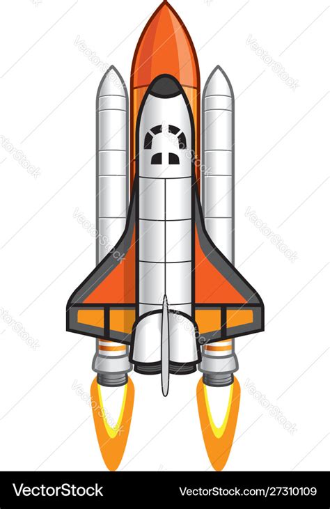 Cartoon space shuttle and booster Royalty Free Vector Image