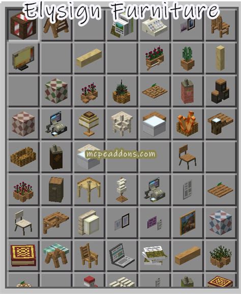 Elysign Furniture Addon | Minecraft Furniture Mod - MCPE AddOns - Minecraft PE addons, mods ...