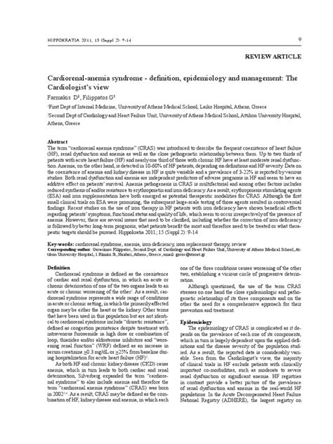 Cardiorenal-Anemia Syndrome - Definition, Epidemiology and Management ...