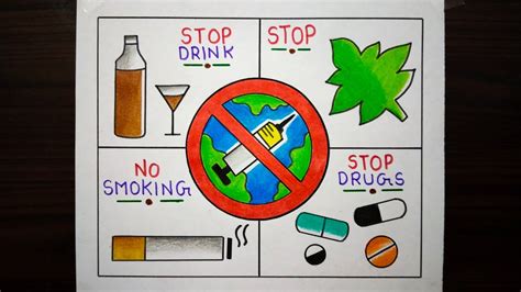 International Day Against Drug Abuse Drawing / Anti Drugs Day Poster / Say No To Drugs Drawing ...