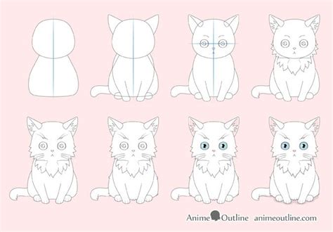 How to Draw an Anime Cat Step by Step - AnimeOutline | Anime kitten, Anime cat, Cat drawing tutorial